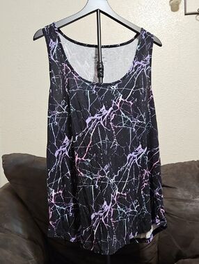 torrid Black Tank with Pastel Marble Splatter